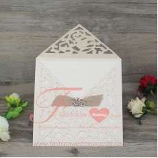 Wholesale Cheap Laser Die Cut Invitations with Ribbon